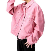 Light color distressed denim jacket