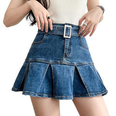 Skater-Jeansrock mit Gürtel
