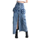 Falda vaquera cargo para mujer