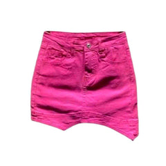 Irregular hem mini denim skort