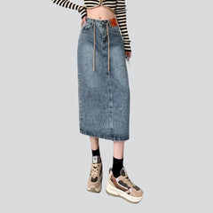Streetwear denim skirt with drawstrings