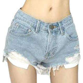 Niedrig sitzende Distressed-Jeansshorts