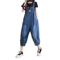 Trendy blue women denim overall