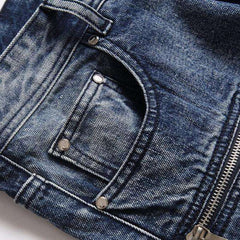 Biker jeans with zippers