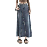 Floor-length vintage denim skirt