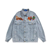 Jeansjacke mit Teddybär-Stickerei