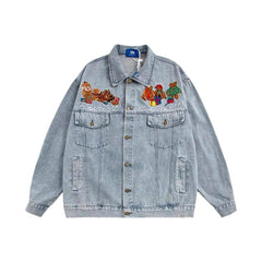 Teddy bear embroidery denim jacket