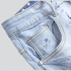 Tie-dyed star embroidery men jeans