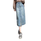 Falda vaquera vintage azul claro