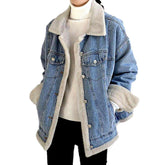 Leicht gewaschene Winter-Jeansjacke