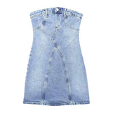 Light wash strapless denim dress