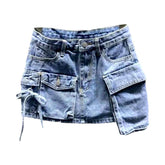 Falda vaquera con bolsillos cargo irregulares