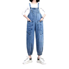 Roomy buttoned pocket denim jumpsuit