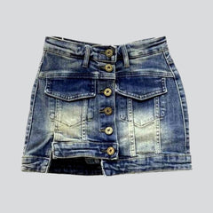 Vintage Jeans-Skort mit Knöpfen für Damen