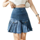 Plissierter Mini-Jeansrock