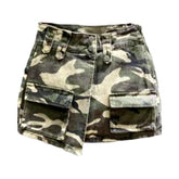 Cargo asymmetric denim skort