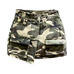 Falda pantalón vaquera asimétrica cargo