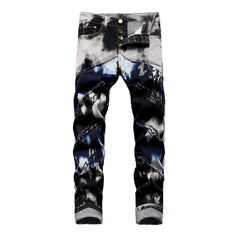 Tie-Dye-Patchwork-Jeans für Herren