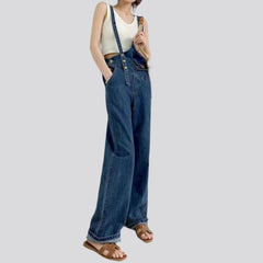 Asymmetric straight women denim jumpsuit