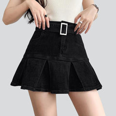 Skater-Jeansrock mit Gürtel