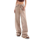 Vaqueros holgados de mujer color arena