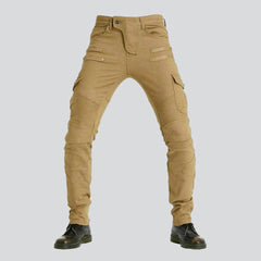 Sand color biker denim pants