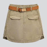 Sandfarbener Mini-Jeansrock