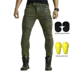 Khaki biker jeans for men