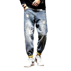 Vaqueros para hombre con dobladillo amarillo grabado