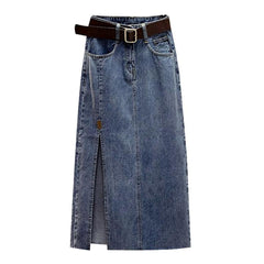 Langer Jeansrock im Vintage-Schlitz