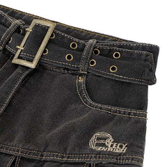 Denim-Skaterrock mit Gürtel