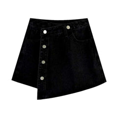 Falda pantalón vaquera asimétrica con botones