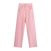 Vaqueros rectos de mujer color rosa pálido