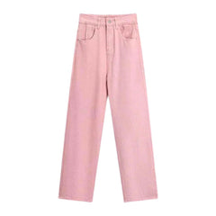 Pale pink straight women jeans