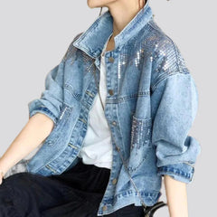 Sequin embellished women denim jacket