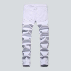 Vaqueros blancos con bordado de letras para hombre