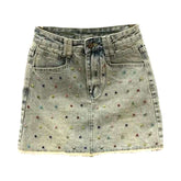 Falda vaquera con adornos de colores