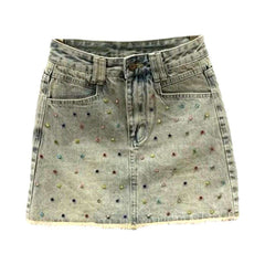 Falda vaquera con adornos de colores