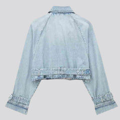 Chaqueta vaquera corta con cuello en V para mujer