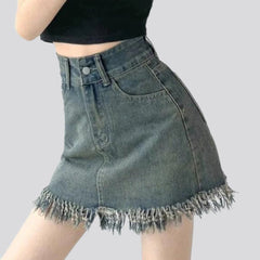 Falda vaquera de cintura alta para mujer