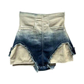 Jeansshorts mit Cut-Outs im Lagenlook