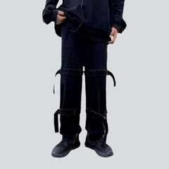 Vaqueros de hip-hop para hombre con cinturones