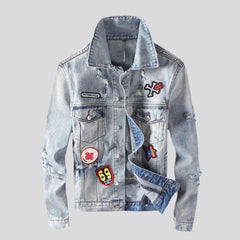 Patched patchwork men denim jacket