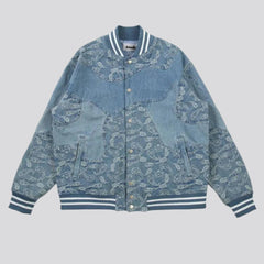 Rubber hem boho men jean jacket