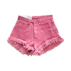 Einfarbige Distressed-Jeansshorts