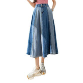 Falda vaquera larga bicolor