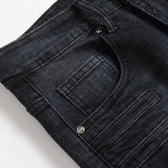 Vaqueros biker con parches blancos para hombre
