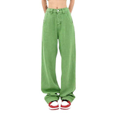 Pantalones vaqueros de mujer color verde claro