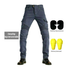 Elastic cargo men biker jeans
