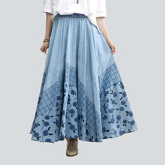 Falda vaquera azul claro bohemia